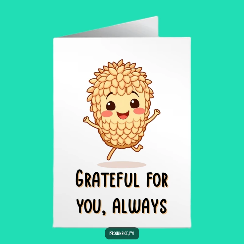 Free Printable Thank You Card: Hopping Rice Grain - Funny Downloadable Gift