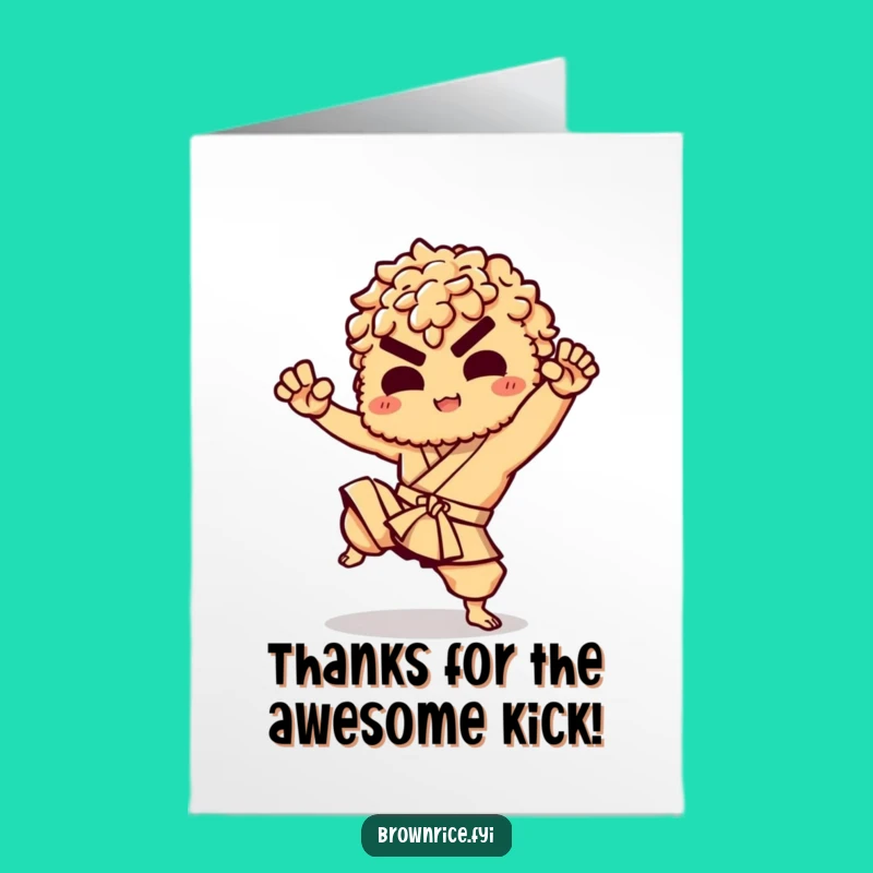 Free Printable Thank You Card: Karate Brown Rice Kick Downloadable Gift