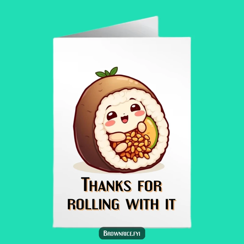 Free Printable Thank You Card: Sushi Rice - Funny Downloadable Gift