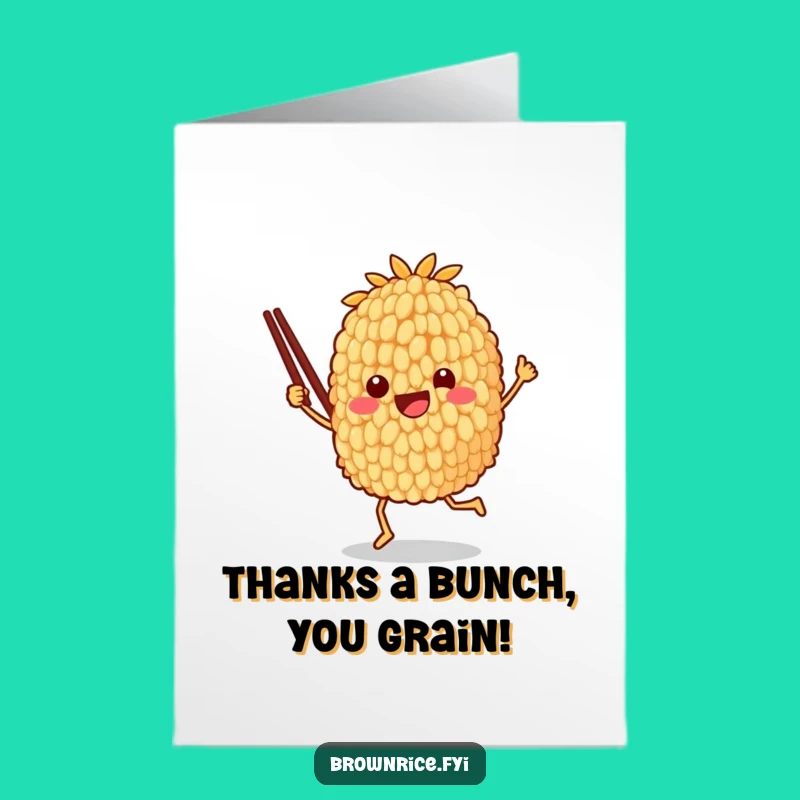 Funny Free Printable Thank You Rice Card - Downloadable Dancing Grain Appreciation Gift