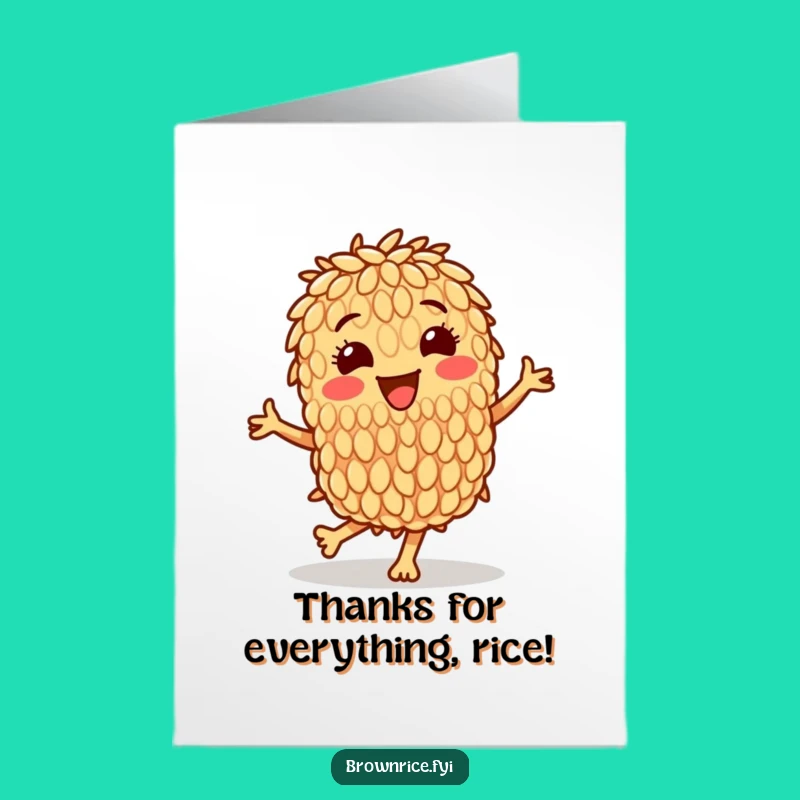 Free Printable Thank You Card: Dancing Rice Grain, Humor Downloadable