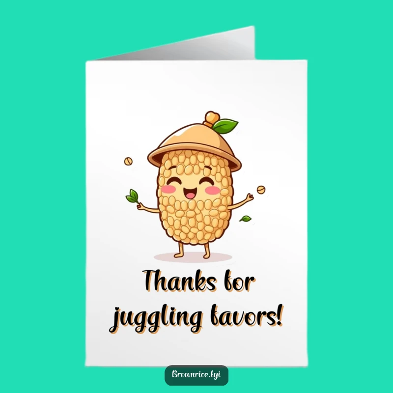 Free Printable Thank You Card: Juggling Brown Rice Shows Gratitude - Print Now!