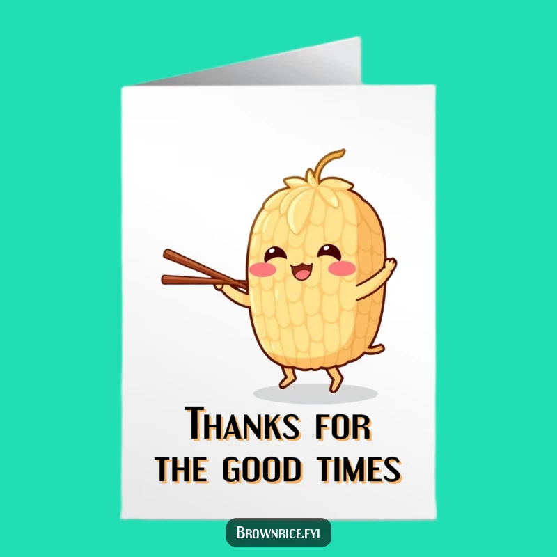 Free Printable Thank You Card: Dancing Rice & Chopsticks - Funny Downloadable Gift