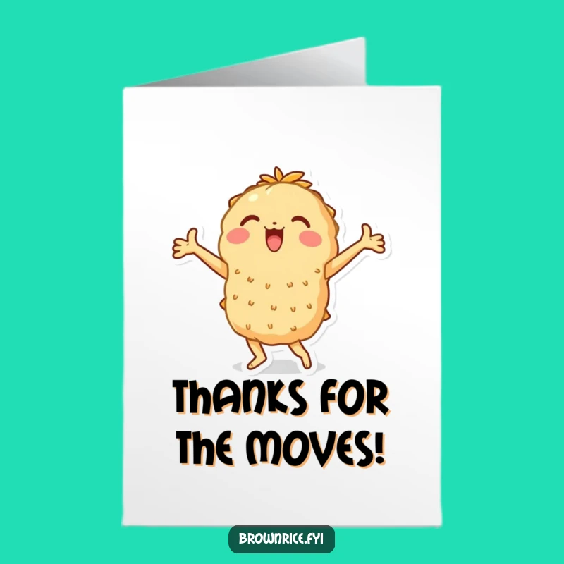 Groovy Free Printable Thank You Card: Dancing Rice Pal, Flair of Thanks, Downloadable & Print at Home