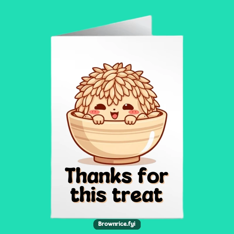 Free Printable Thank You Card: Mischievous Rice Peek - Funny Downloadable Gift