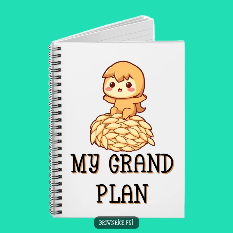 Funny Riding Rice Brown Notebook - Jot Down Adventures with Joy!