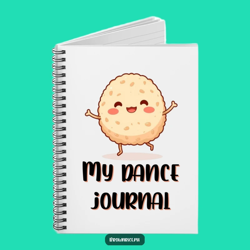 Funny Dancing Brown Rice Ball Notebook, Cute Journal for a Silly Gift