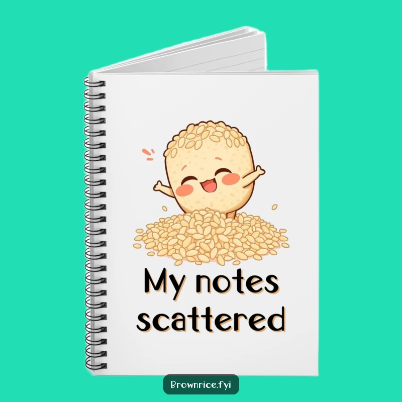 Funny Slipping Rice Brown Notebook - Jot Down Notes (Carefully)!