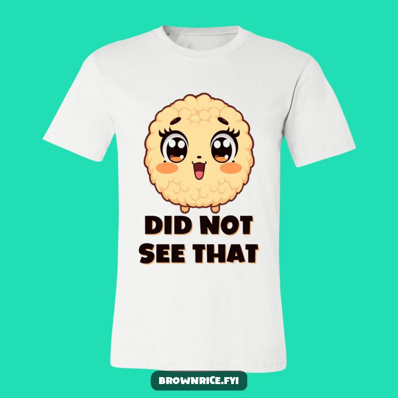 Funny Brown Rice Surprise Tee: Wide-Eyed Grain Character Expressing Awe!