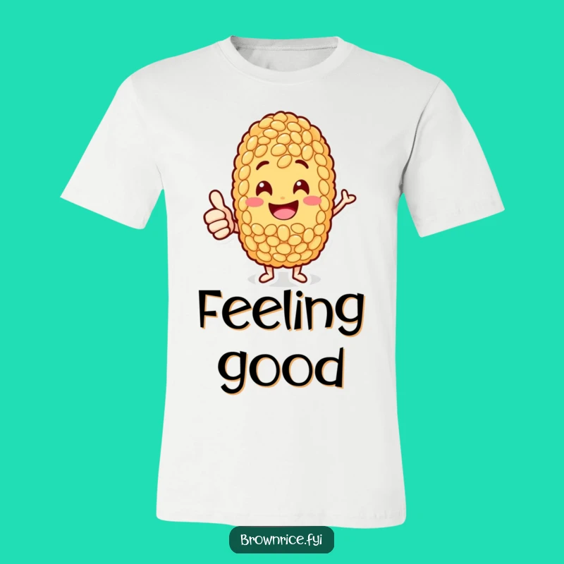 Funny Jolly Rice Grain T-Shirt: Thumbs-Up Character Spreading Joy