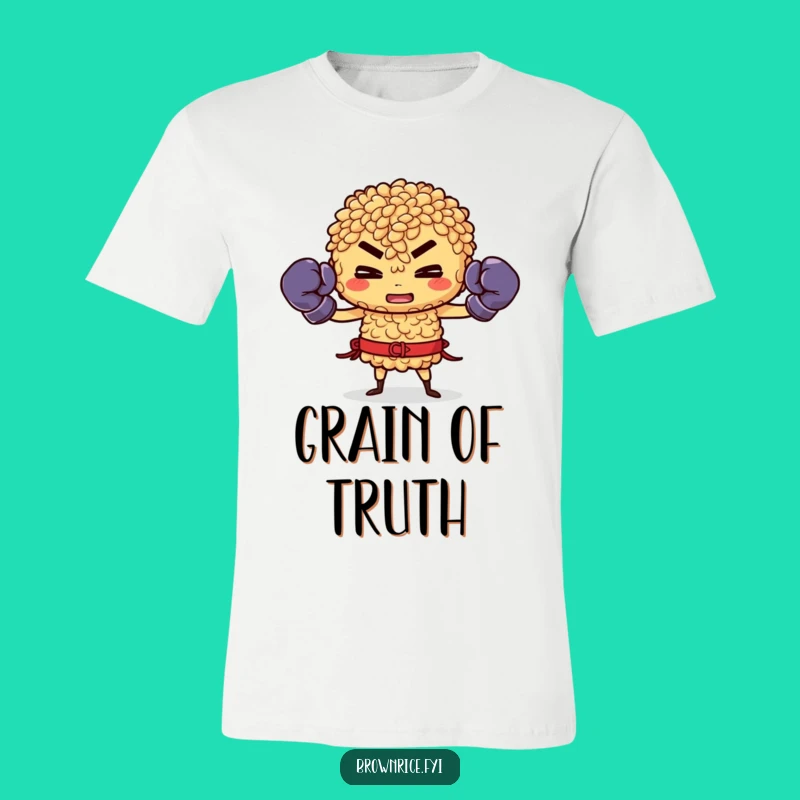 Funny Brown Rice Boxer T-Shirt: Energetic Tee for Fitness Fans and Food Lovers