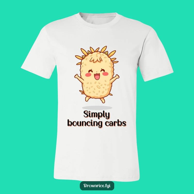 Funny Rice Character T-Shirt, a Humorous Tee for Energetic Food Lovers
