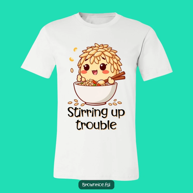 Funny Brown Rice Mixing T-Shirt: Happy Chef Character Tee, Must-Have Funny Gift