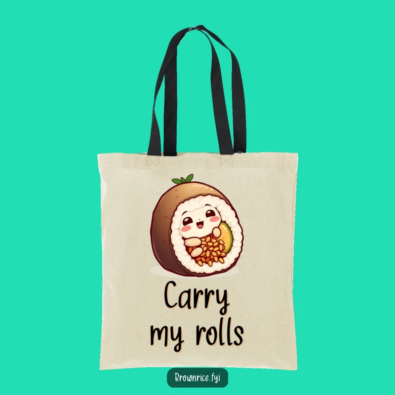 Funny Sushi Rice Grain Tote Bag: Playful Character's On-the-Go Fun