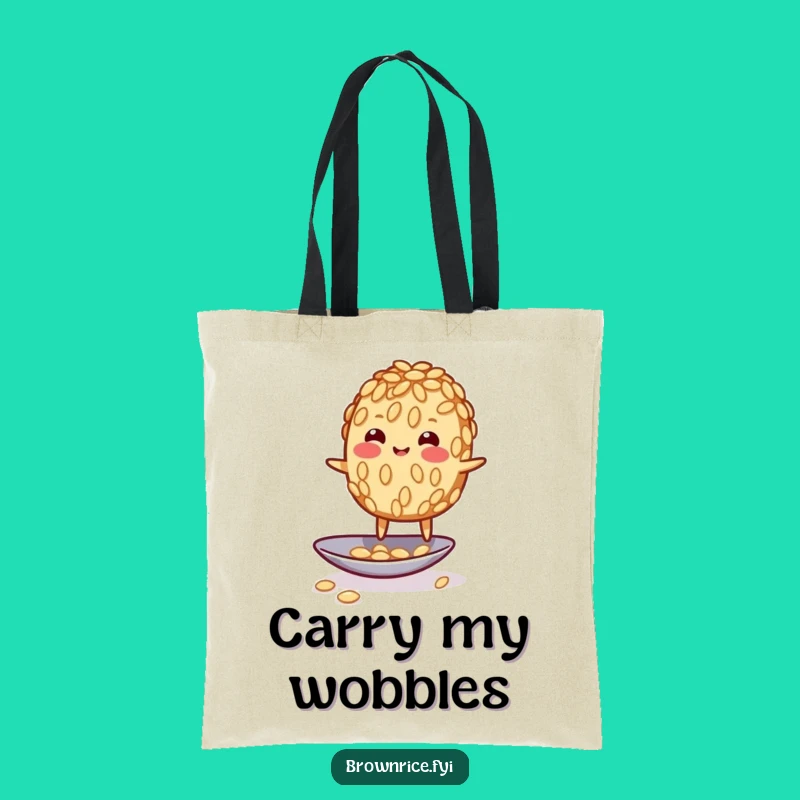Funny Wobbly Rice Grain Tote Bag: Balancing Act for Everyday Errands