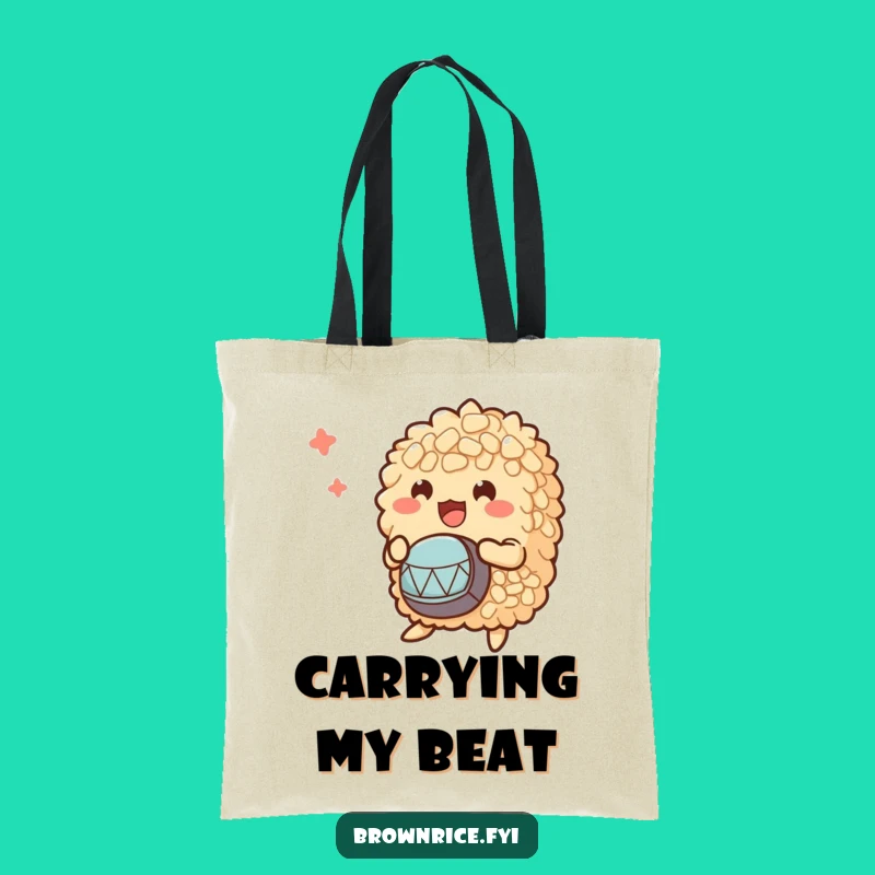 Funny Brown Rice Drumming Bunch Tote Bag: Carry Your Beat