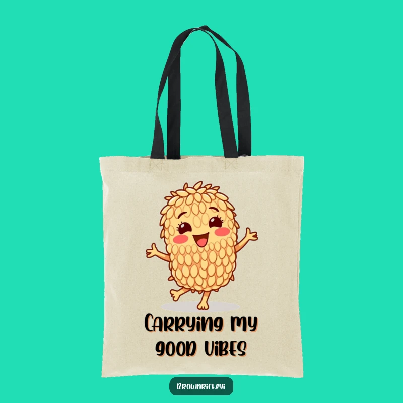 Funny Brown Rice Grain Dance Tote Bag: Carry Your Groceries with Glee