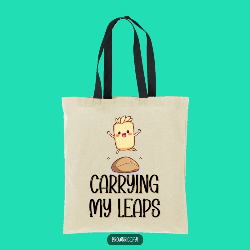 Funny Brown Rice Jumping Pebble Tote Bag: Carry Your Enthusiasm