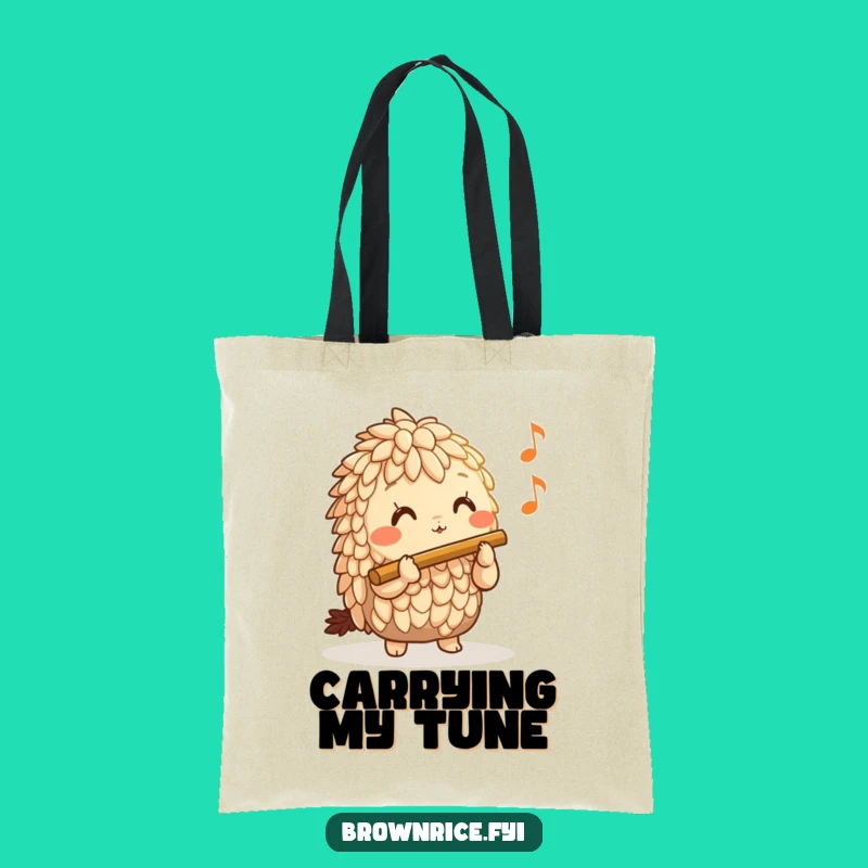 Funny Brown Rice Flute Carrier Tote Bag - Whimsical Musical Grocery Gift