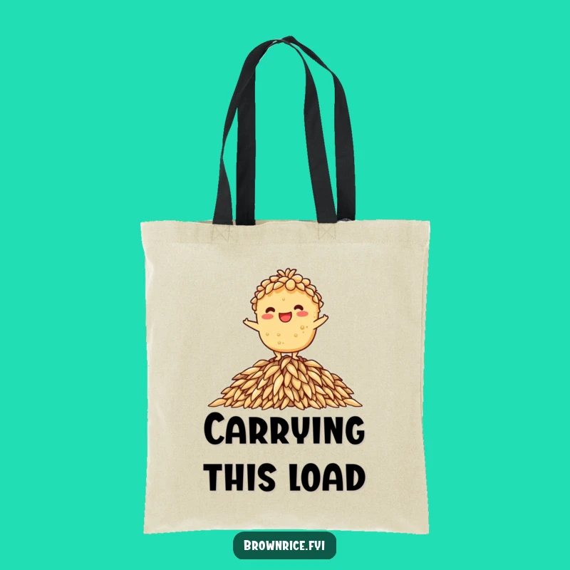 Funny Balancing Rice Brown Tote Bag - Carry Your Confidence!
