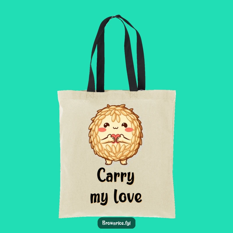 Funny Brown Rice Heart Tote Bag: Carry love, great funny gift!