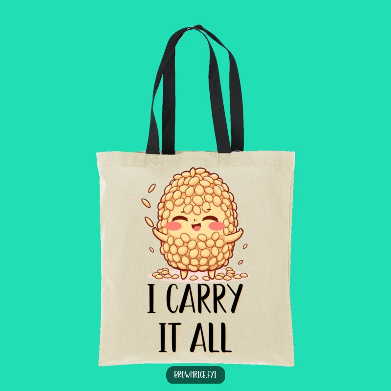 Funny Brown Rice Juggling Tote Bag: Winking Character Carry-all, Practical Fun Gift