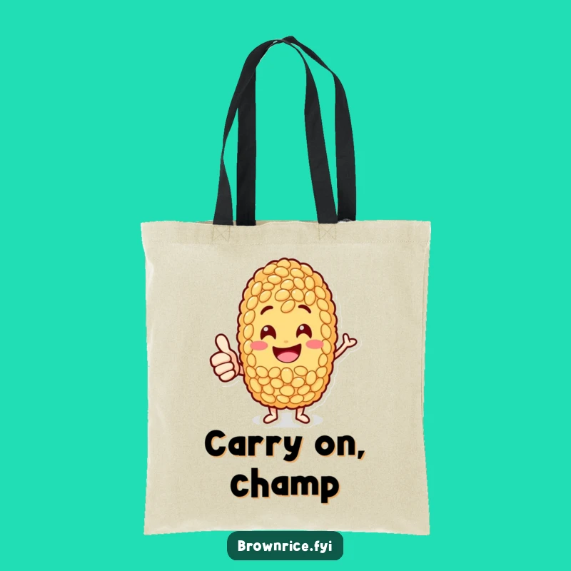 Funny Jolly Rice Grain Tote Bag: Thumbs-Up Character for Everyday Approval
