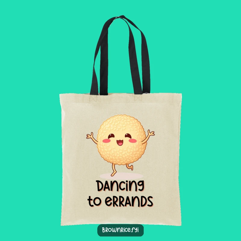 Funny Reusable Brown Rice Ball Tote Bag - Cute Cartoon Dancing Gift